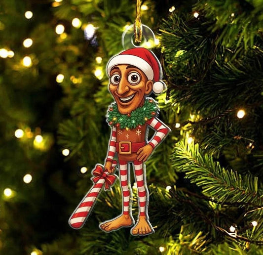 Tung Tung Tung Sahur Christmas Ornament, Funny Meme Holiday Ornament, Santa Party Humor Tree Decor Gift