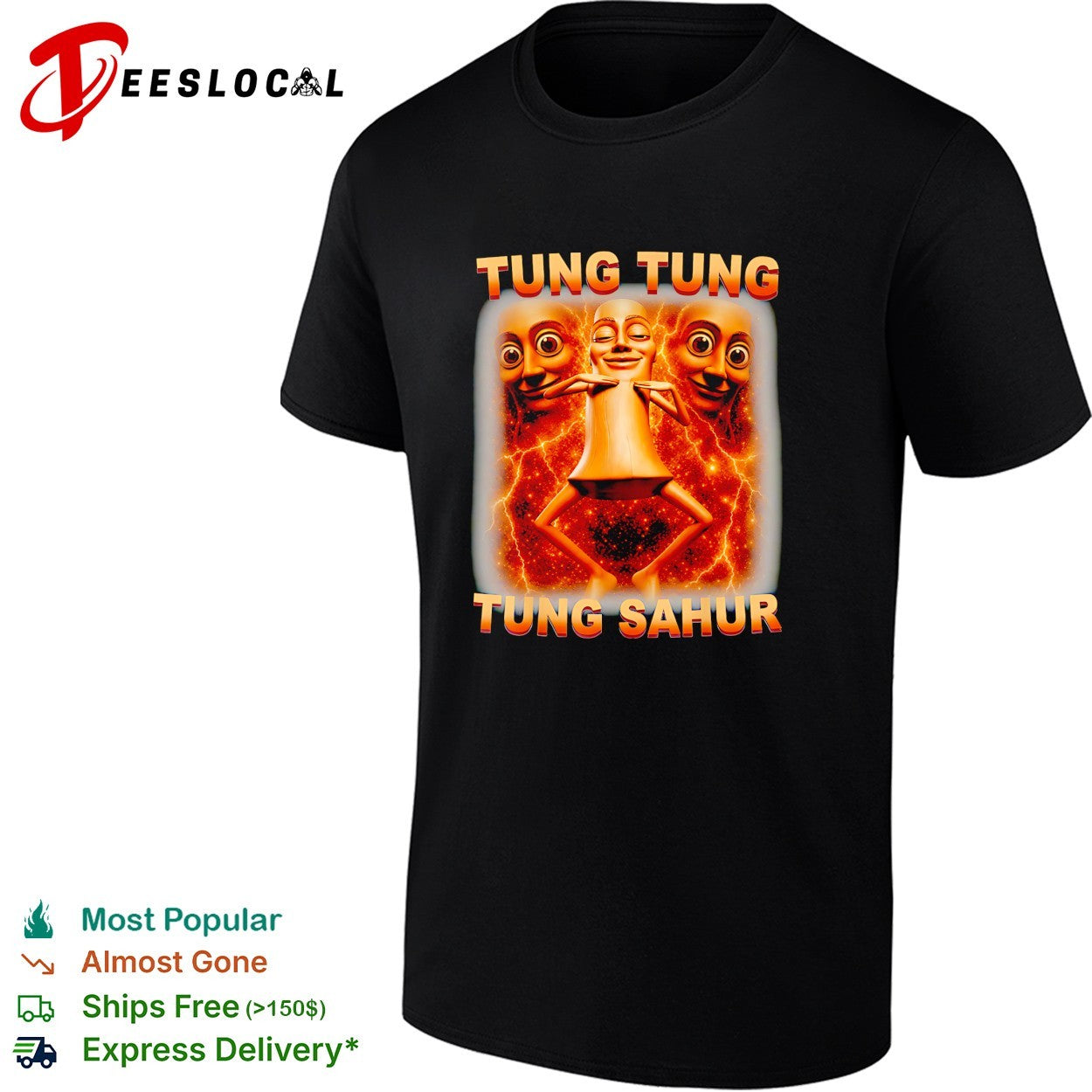 Tung Tung Tung Sahur lightning graphic shirt