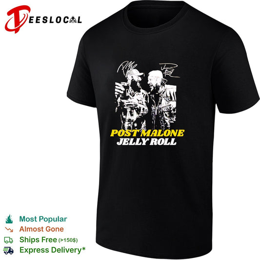 Two rap artists duo portrait signatures bold text shirt