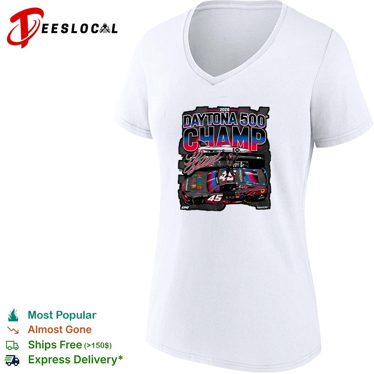 Tyler Reddick 23XI Racing NASCAR 2026 Daytona 500 Champ Chumba Casino graphic shirt