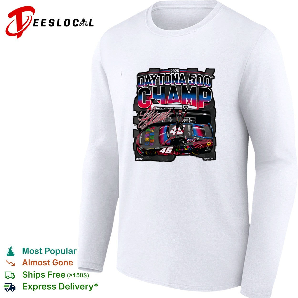 Tyler Reddick 23XI Racing NASCAR 2026 Daytona 500 Champ Chumba Casino graphic shirt