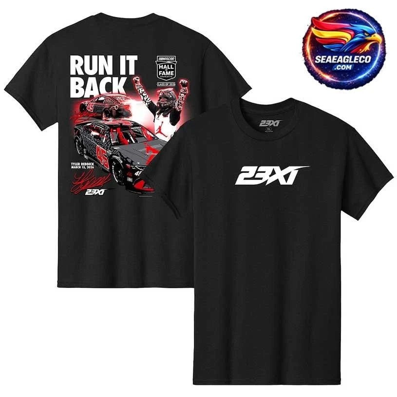 Tyler Reddick &amp; Kurt Busch 23XI Racing Black Run It Back Two Sided Shirt