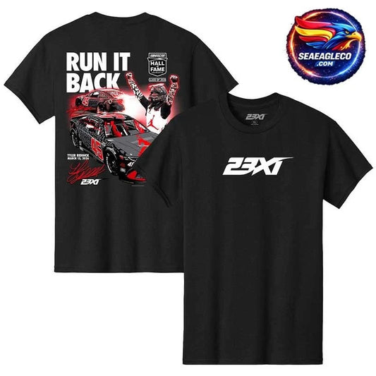 Tyler Reddick &amp; Kurt Busch 23XI Racing Black Run It Back Two Sided Shirt