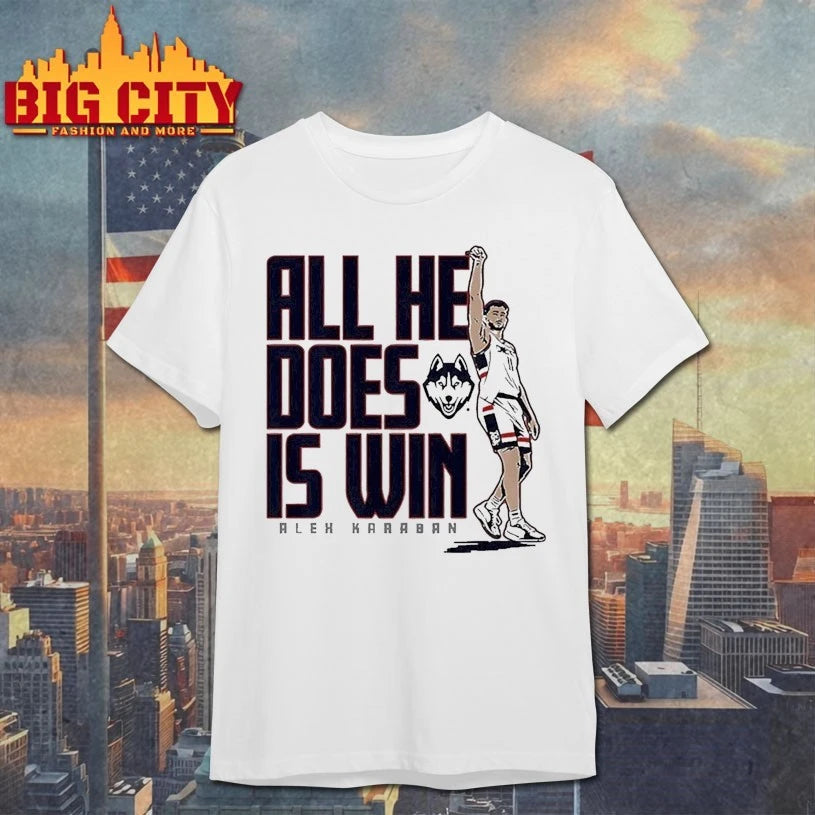 UConn Basketball Alex Karaban All He Does is Win T-shirt