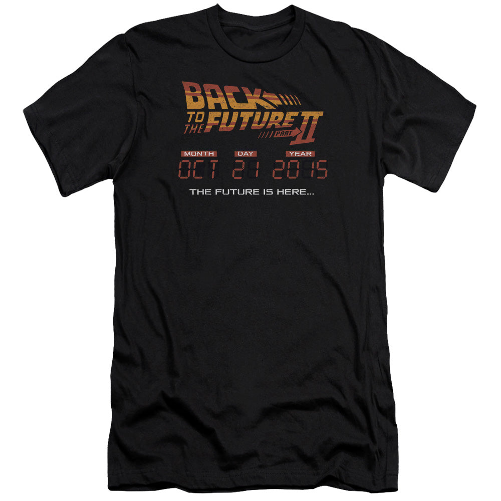 Back To The Future Ii Future Is Here Premium Bella Canvas Slim Fit Mens T Shirt Black - clothing by TeeHivey.com (Image 1)