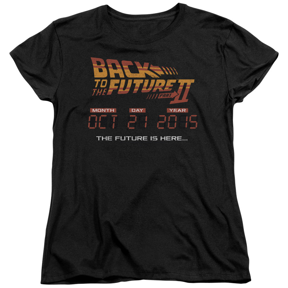 Back To The Future II Future Is Here Womens T Shirt Black - clothing by TeeHivey.com