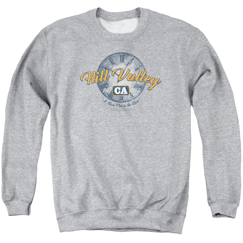 Back To The Future Hill Valley Mens Crewneck Sweatshirt Athletic Heather