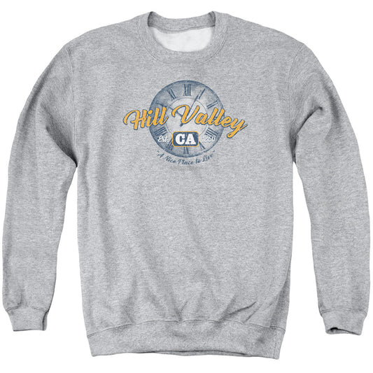 Back To The Future Hill Valley Mens Crewneck Sweatshirt Athletic Heather