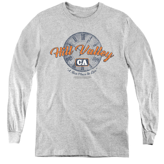 Back To The Future Hill Valley Long Sleeve Kids Youth T Shirt Athletic Heather
