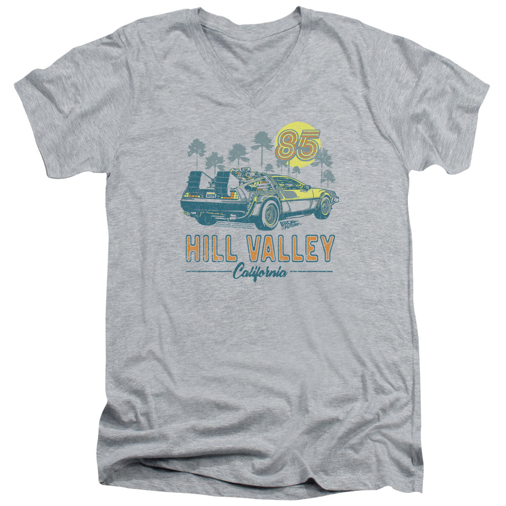 Back To The Future 85 Mens Slim Fit V-Neck T Shirt Athletic Heather - clothing by TeeHivey.com
