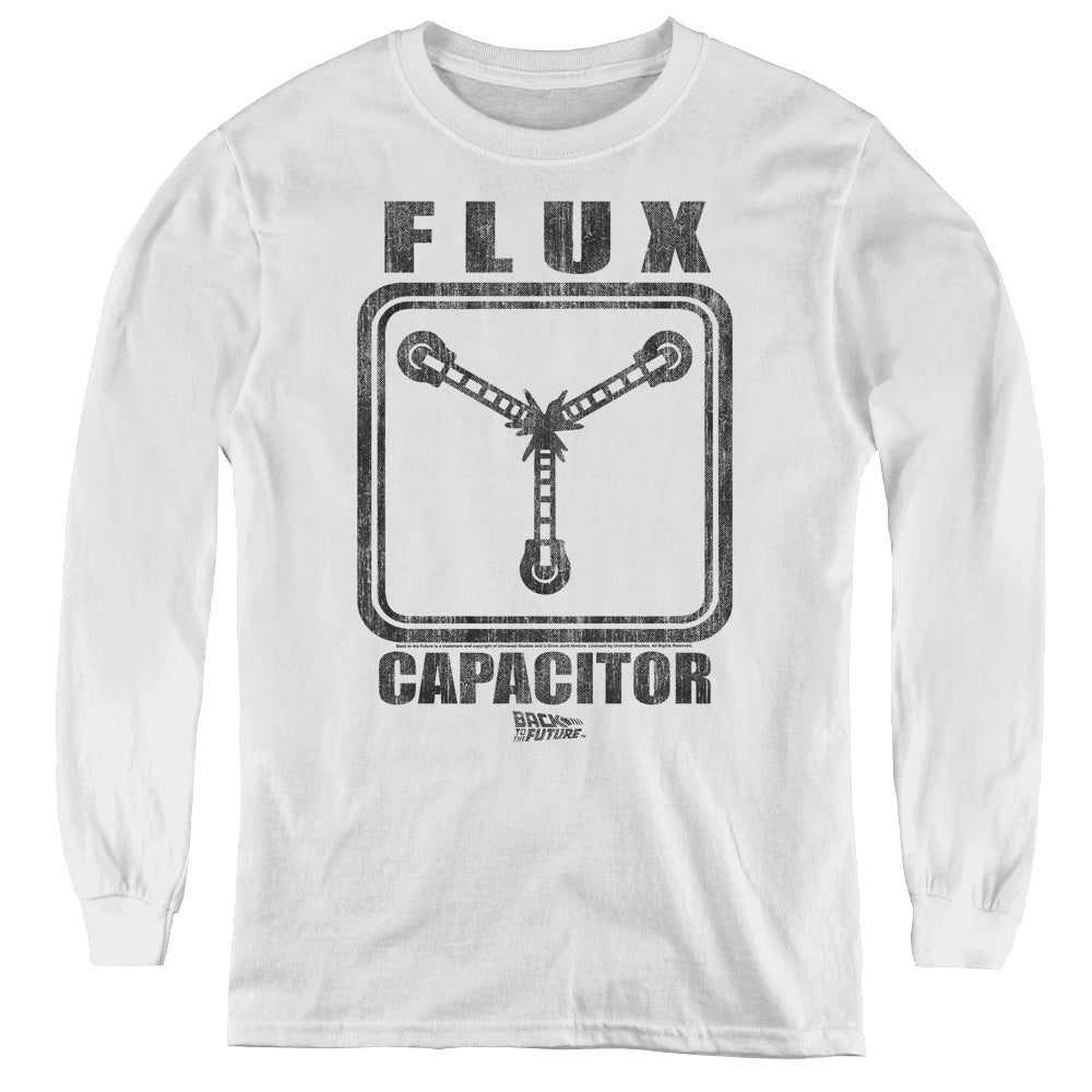Back To The Future Flux Capacitor Long Sleeve Kids Youth T Shirt White - clothing by TeeHivey.com
