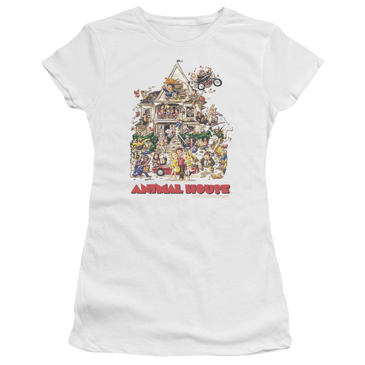 Animal House Poster Art Junior Sheer Cap Sleeve Womens T Shirt White - clothing by TeeHivey.com