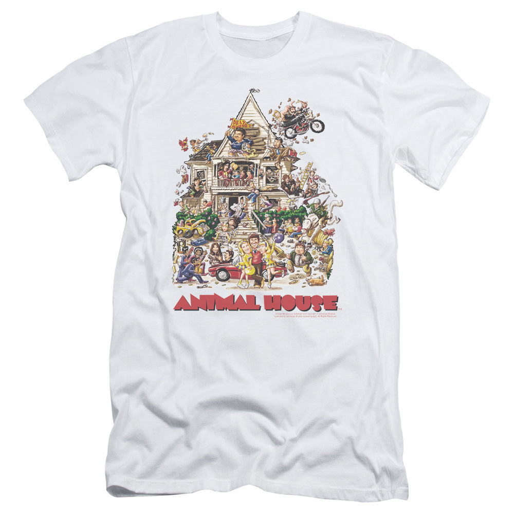 Animal House Poster Art Slim Fit Mens T Shirt White - clothing by TeeHivey.com