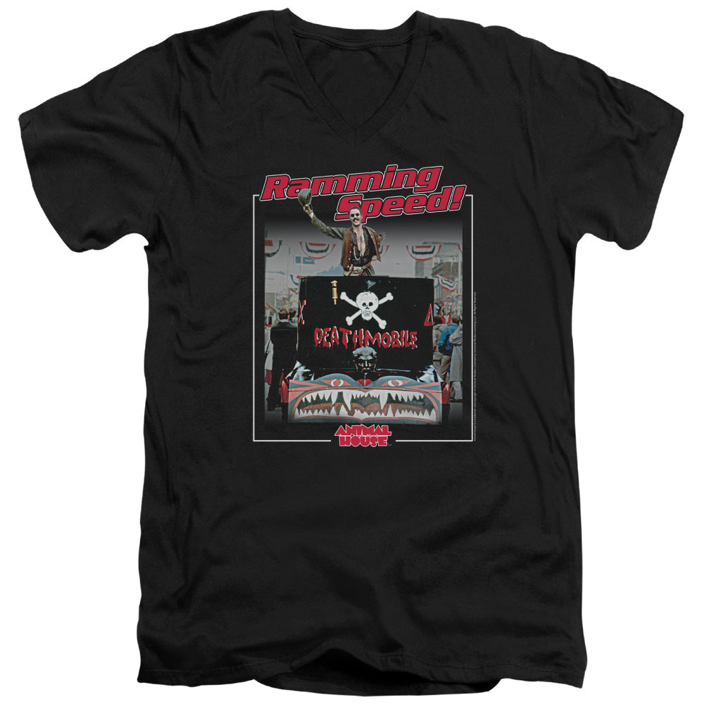 Animal House Ramming Speed Mens Slim Fit V-Neck T Shirt Black - clothing by TeeHivey.com
