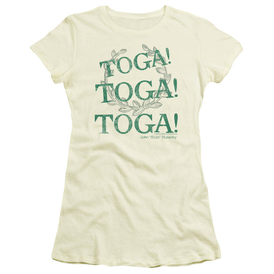Animal House Toga Time Junior Sheer Cap Sleeve Womens T Shirt Cream - clothing by TeeHivey.com