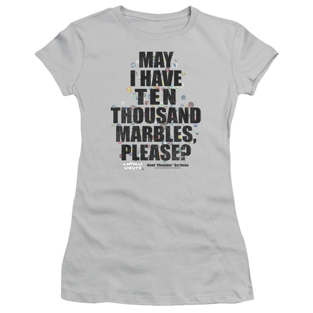 Animal House Marbles Junior Sheer Cap Sleeve Womens T Shirt Silver - clothing by TeeHivey.com