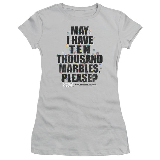 Animal House Marbles Junior Sheer Cap Sleeve Womens T Shirt Silver - clothing by TeeHivey.com