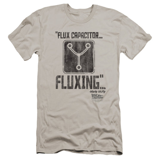 Back To The Future Fluxing Premium Bella Canvas Slim Fit Mens T Shirt Silver