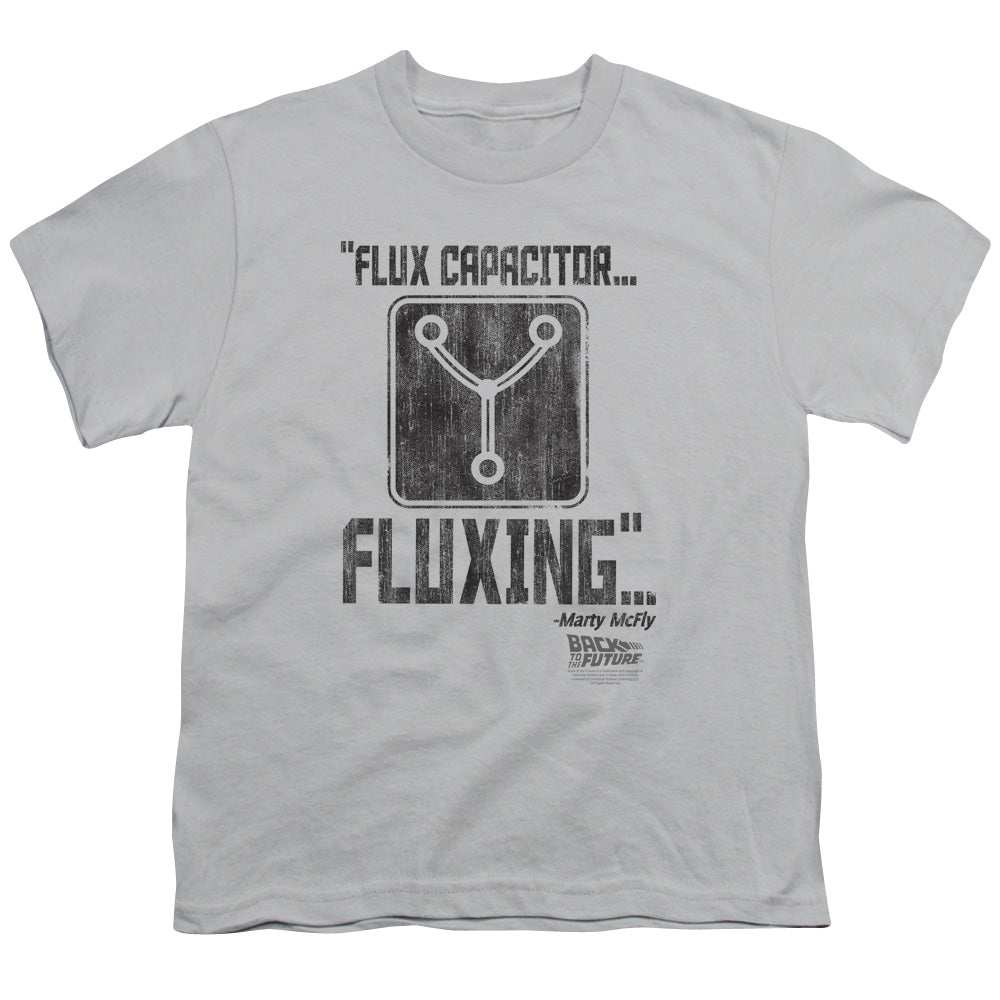Back To The Future Fluxing Kids Youth T Shirt Silver - clothing by TeeHivey.com