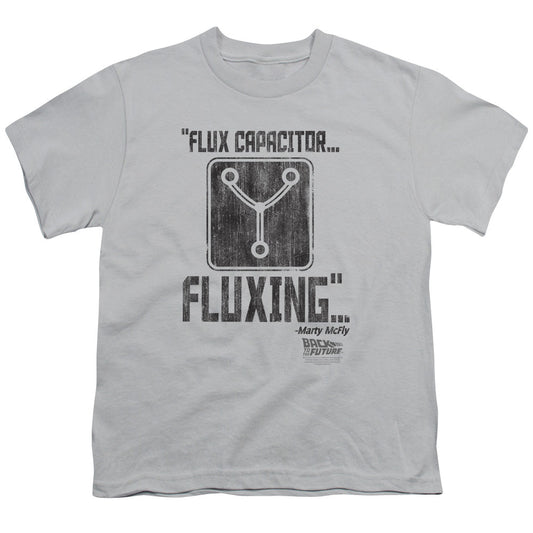 Back To The Future Fluxing Kids Youth T Shirt Silver - clothing by TeeHivey.com