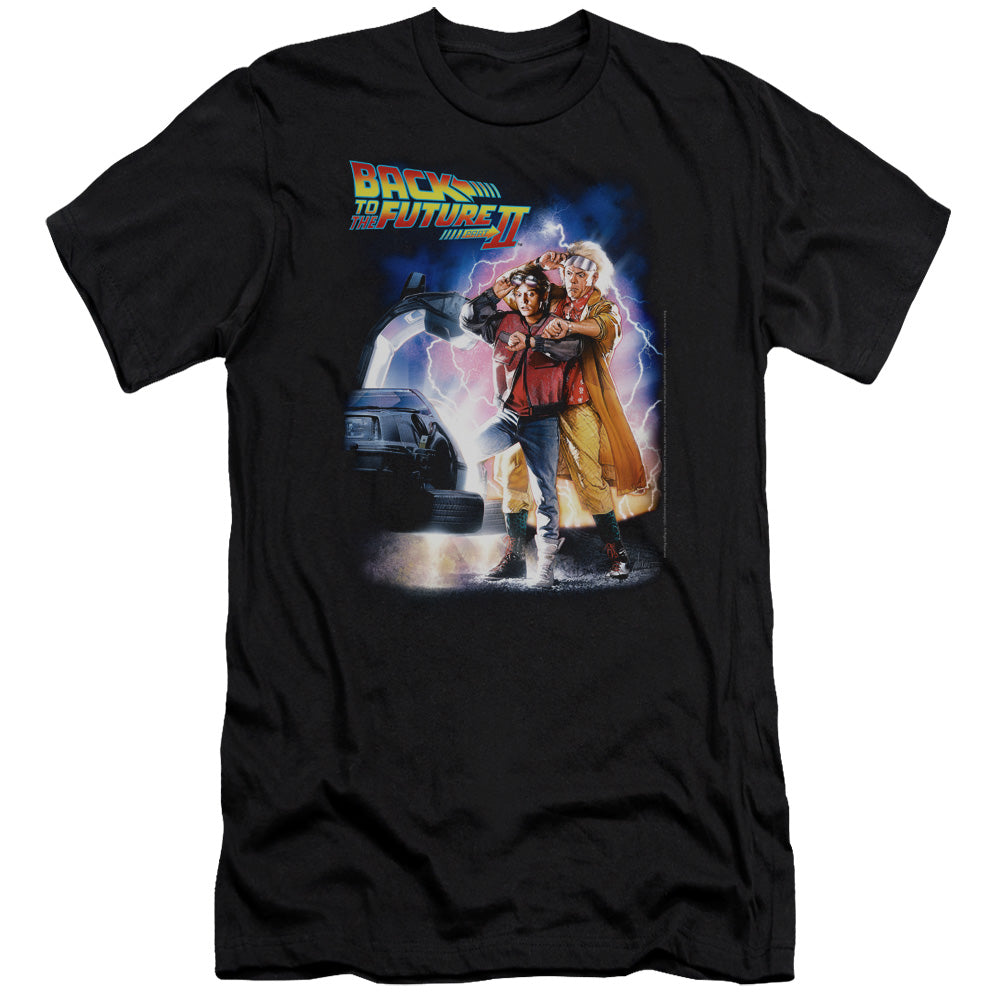 Back To The Future II Poster Slim Fit Mens T Shirt Black - clothing by TeeHivey.com