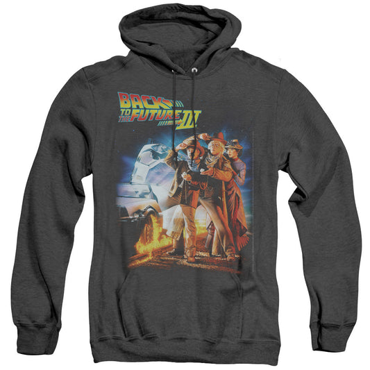 Back To The Future Iii Poster Mens Heather Hoodie Black - clothing by TeeHivey.com (Image 1)