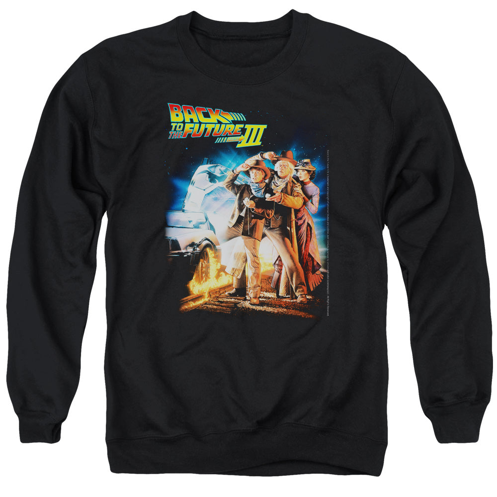 Back To The Future Iii Poster Mens Crewneck Sweatshirt Black - clothing by TeeHivey.com (Image 1)