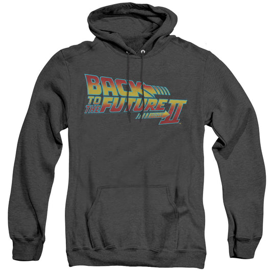 Back To The Future II Logo Heather Mens Hoodie Black - clothing by TeeHivey.com