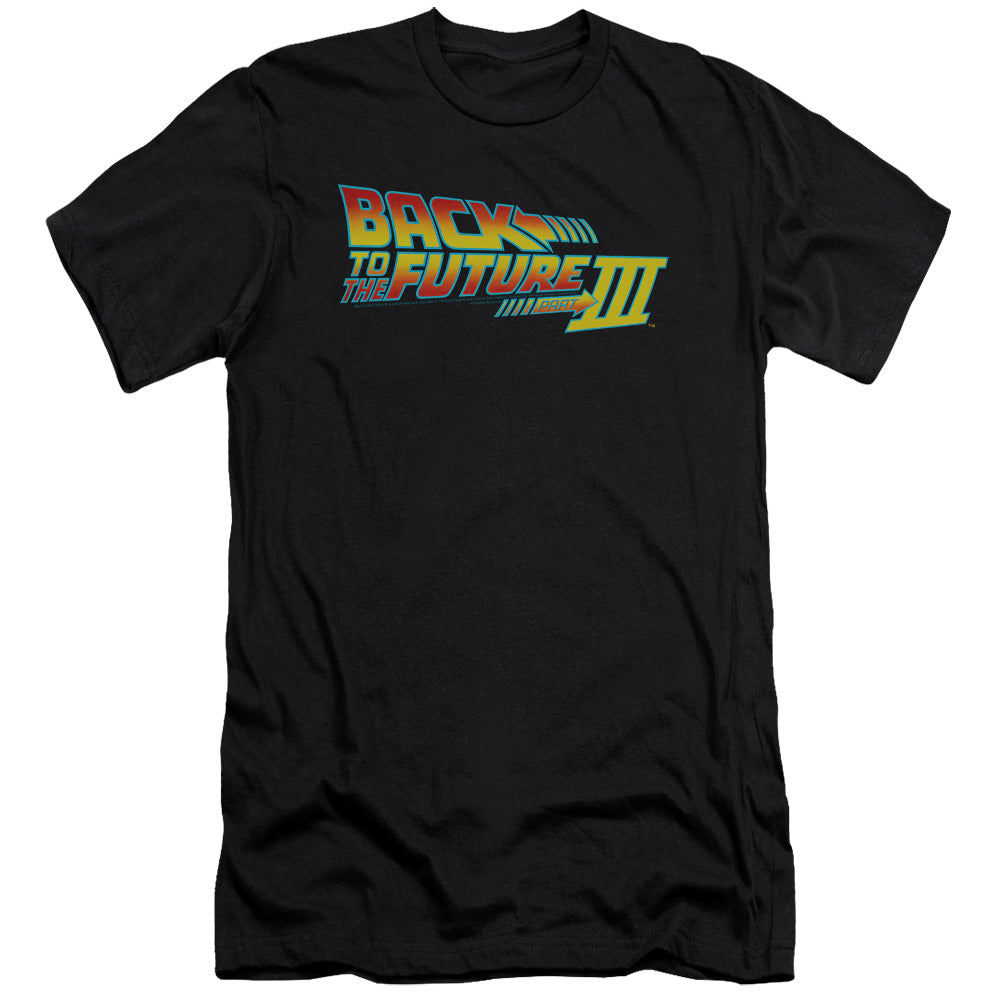 Back To The Future Iii Logo Premium Bella Canvas Slim Fit Mens T Shirt Black
