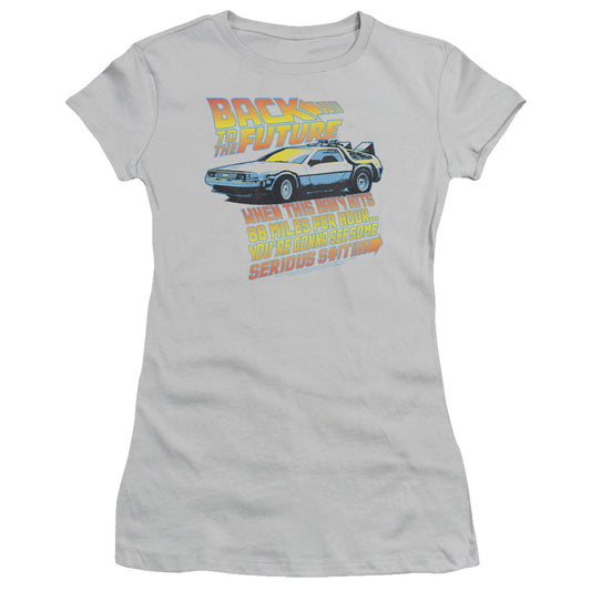 Back To The Future 88 MPH Junior Sheer Cap Sleeve Womens T Shirt Silver - clothing by TeeHivey.com