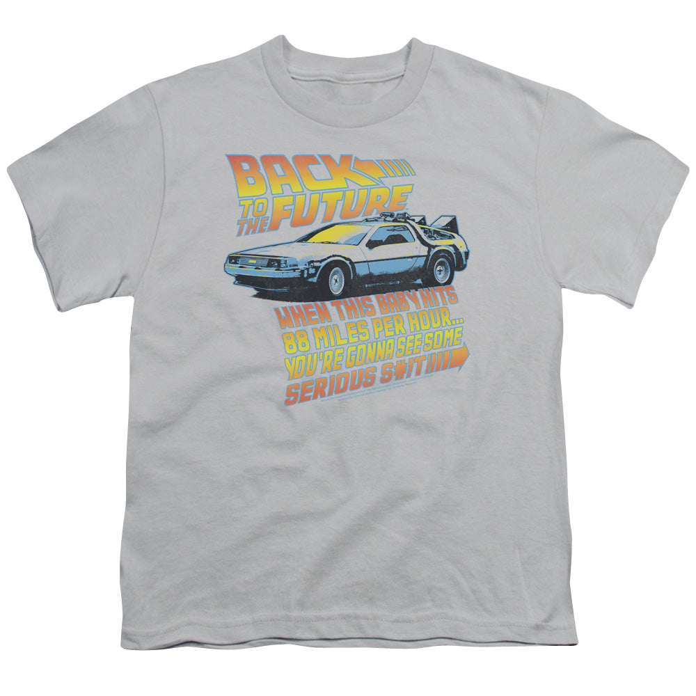 Back To The Future 88 MPH Kids Youth T Shirt Silver - clothing by TeeHivey.com