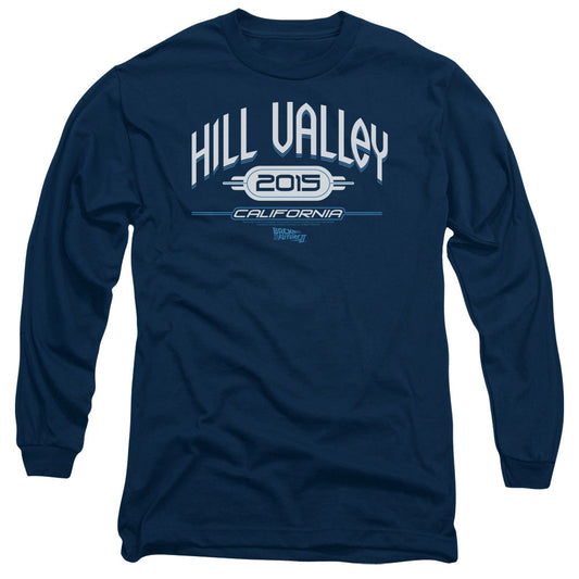 Back To The Future Ii Hill Valley 2015 Mens Long Sleeve Shirt Navy Navy - clothing by TeeHivey.com (Image 1)