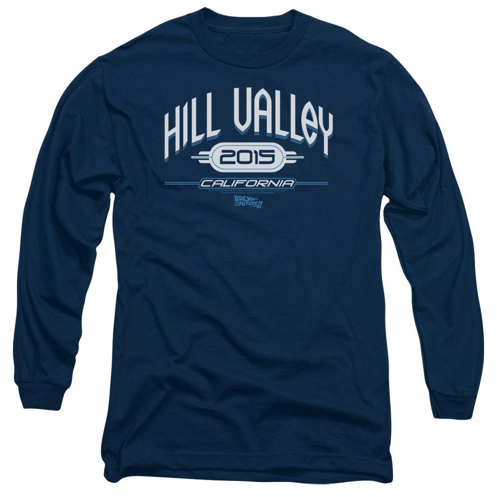 Back To The Future II Hill Valley 2015 Mens Long Sleeve Shirt Navy Blue - clothing by TeeHivey.com