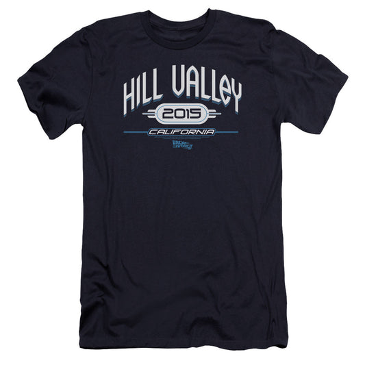 Back To The Future Ii Hill Valley 2015 Premium Bella Canvas Slim Fit Mens T Shirt Navy - clothing by TeeHivey.com