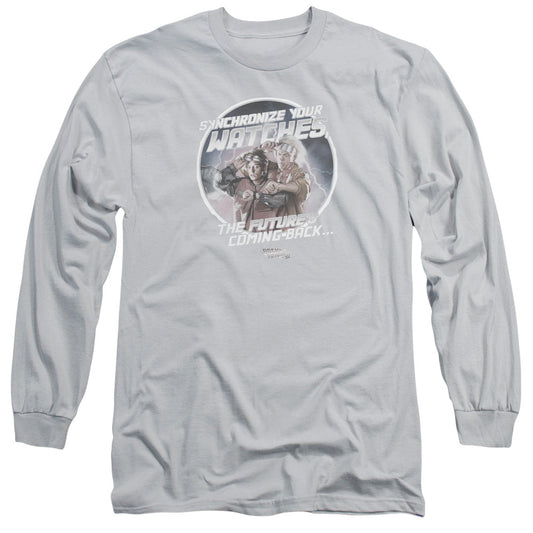 Back To The Future II Synchronize Watches Mens Long Sleeve Shirt Silver - clothing by TeeHivey.com