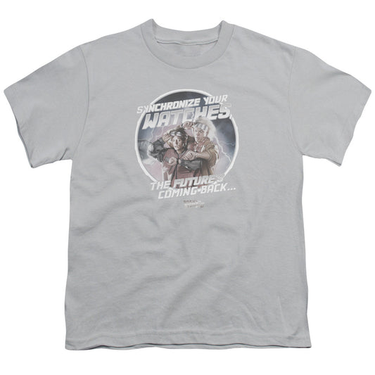 Back To The Future II Synchronize Watches Kids Youth T Shirt Silver - clothing by TeeHivey.com