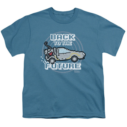 Back To The Future 8 Bit Future Kids Youth T Shirt Slate