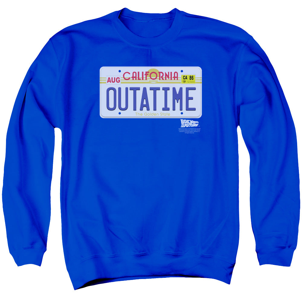 Back To The Future Outatime Plate Mens Crewneck Sweatshirt Royal Blue - clothing by TeeHivey.com (Image 1)