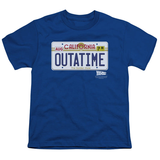 Back To The Future Outatime Plate Kids Youth T Shirt Royal Blue - clothing by TeeHivey.com