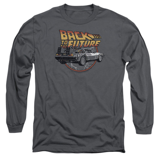 Back To The Future Time Machine Mens Long Sleeve Shirt Charcoal Charcoal - clothing by TeeHivey.com