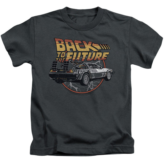 Back To The Future Time Machine Juvenile Kids Youth T Shirt Charcoal