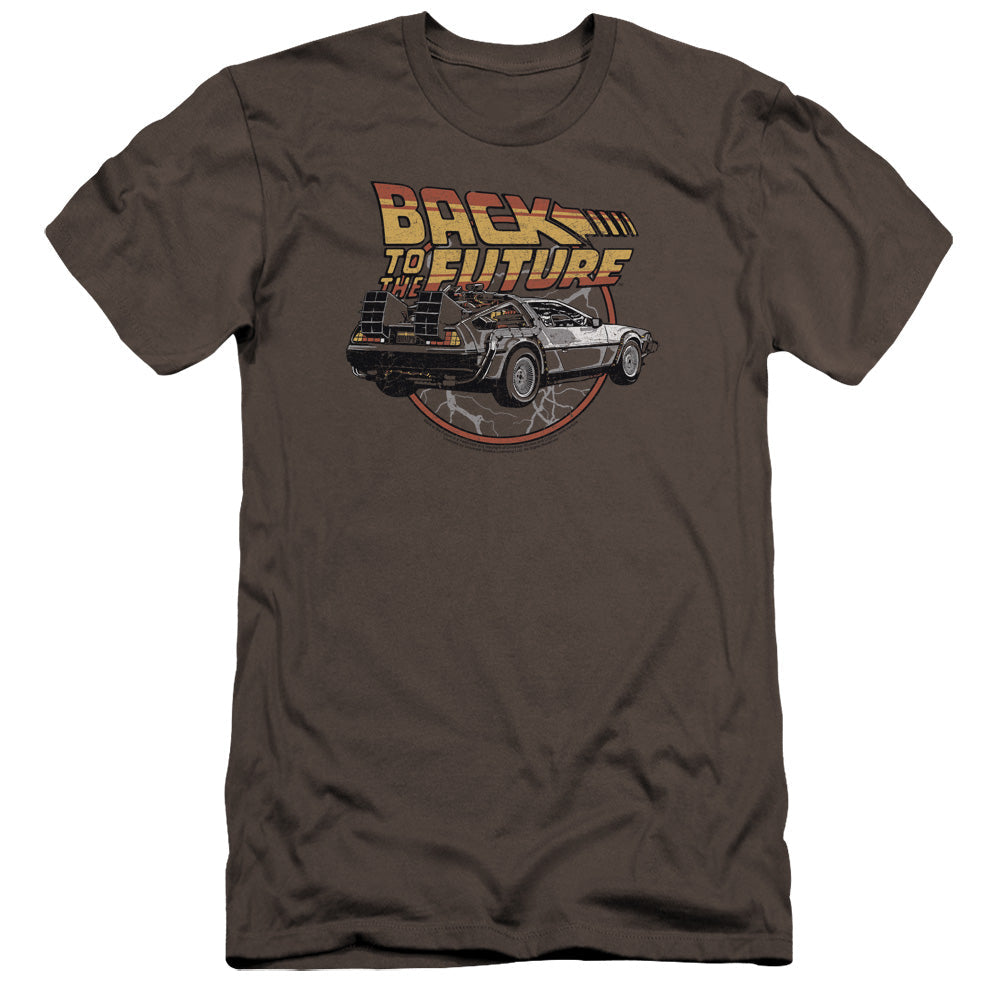 Back To The Future Time Machine Premium Bella Canvas Slim Fit Mens T Shirt Charcoal - clothing by TeeHivey.com (Image 2)