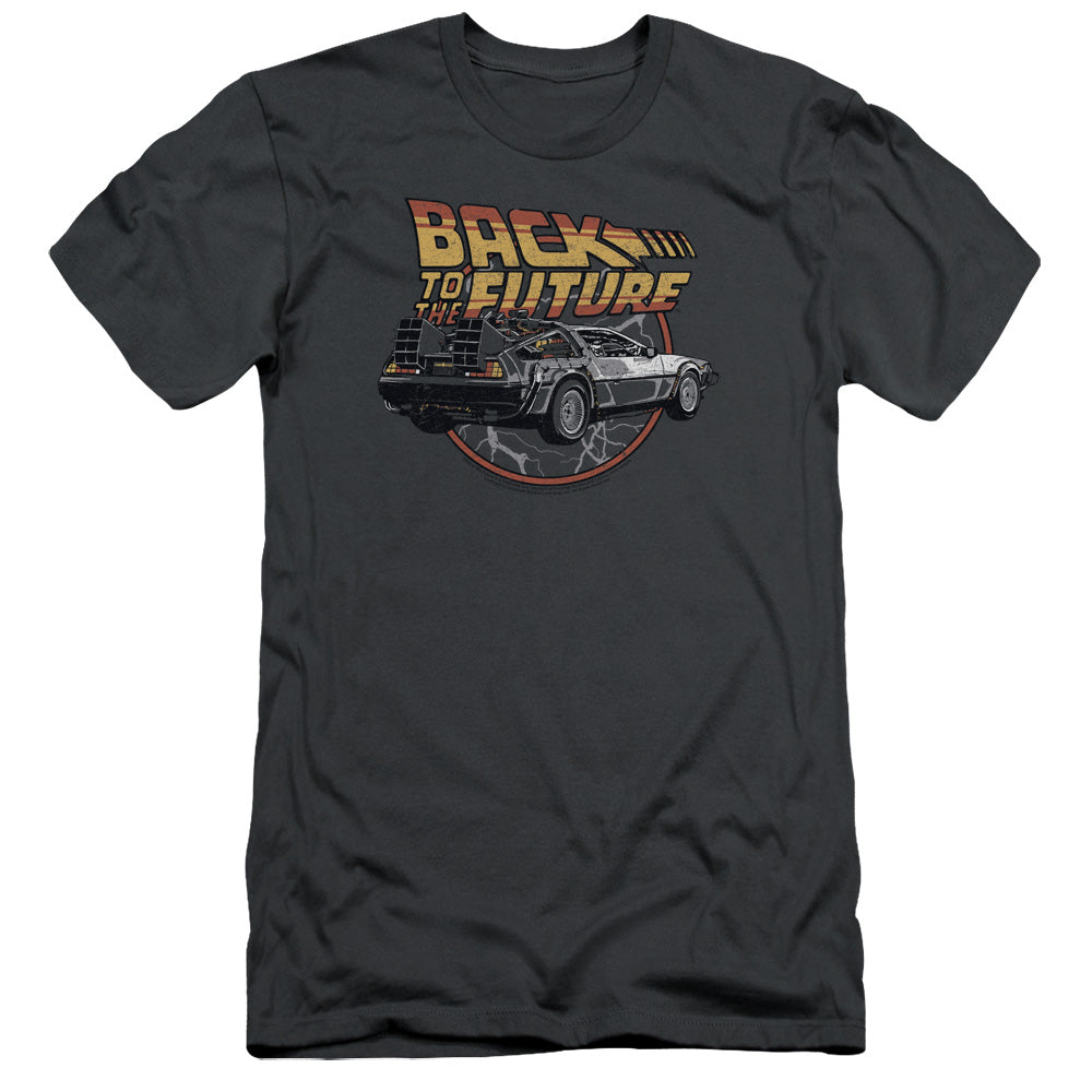 Back To The Future Time Machine Slim Fit Mens T Shirt Charcoal - clothing by TeeHivey.com