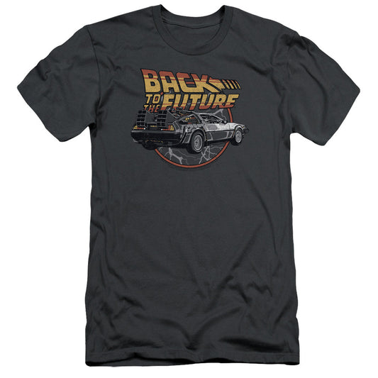 Back To The Future Time Machine Slim Fit Mens T Shirt Charcoal - clothing by TeeHivey.com
