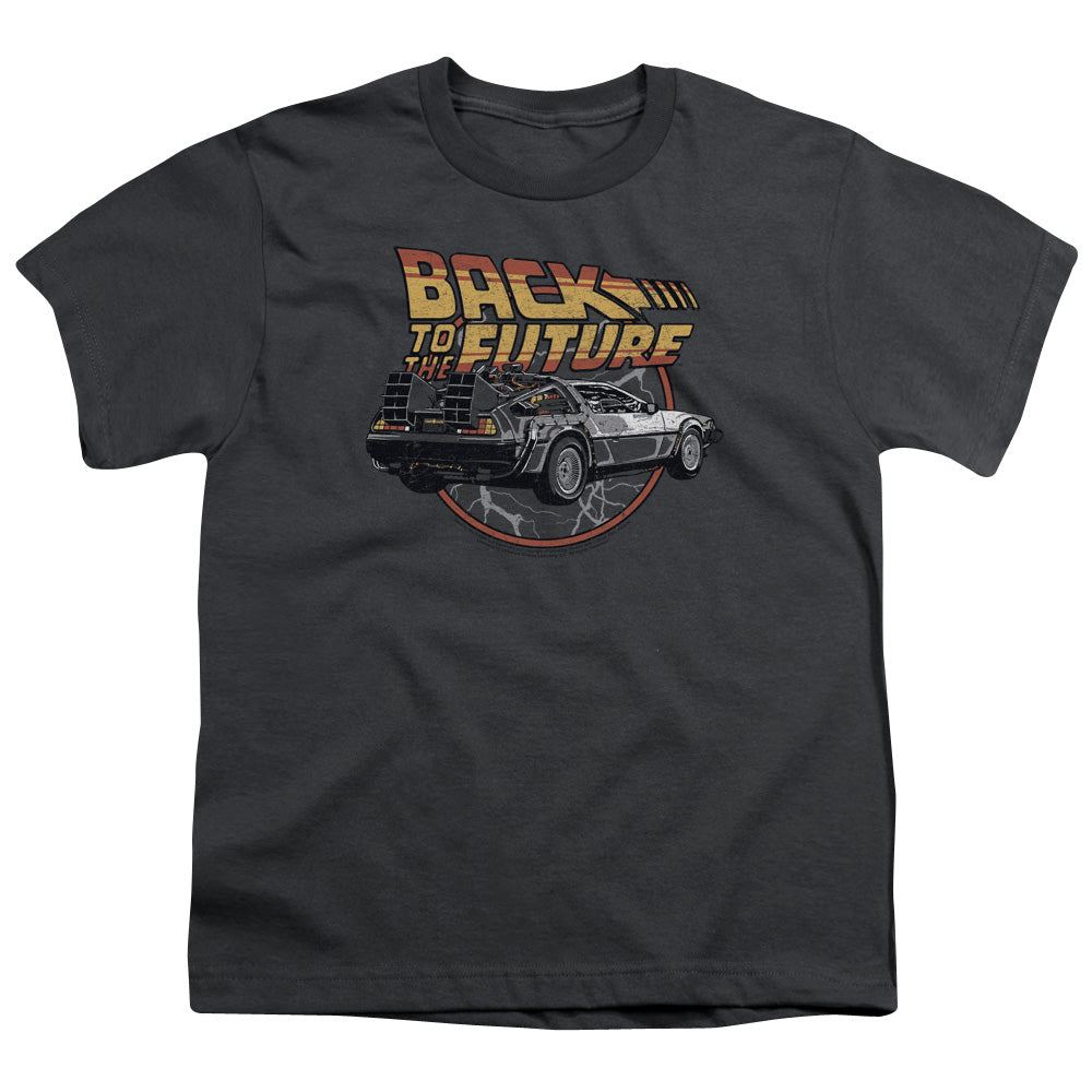 Back To The Future Time Machine Kids Youth T Shirt Charcoal - clothing by TeeHivey.com