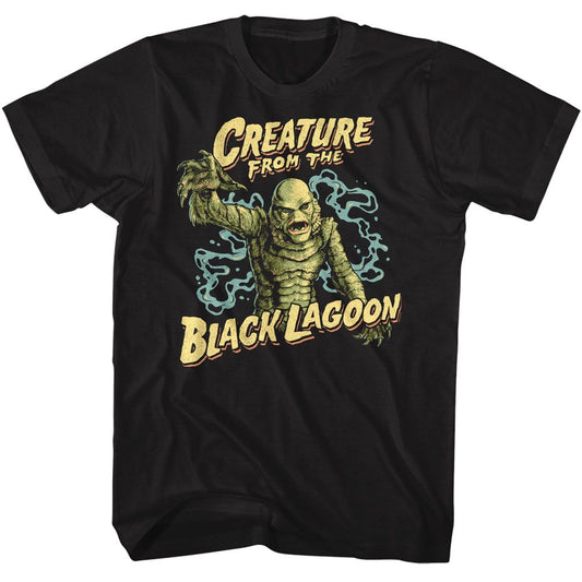 Universal Monsters - Black Lagoon Creature - American Classics - Solid Black Adult Short Sleeve T-Shirt (Image 1)