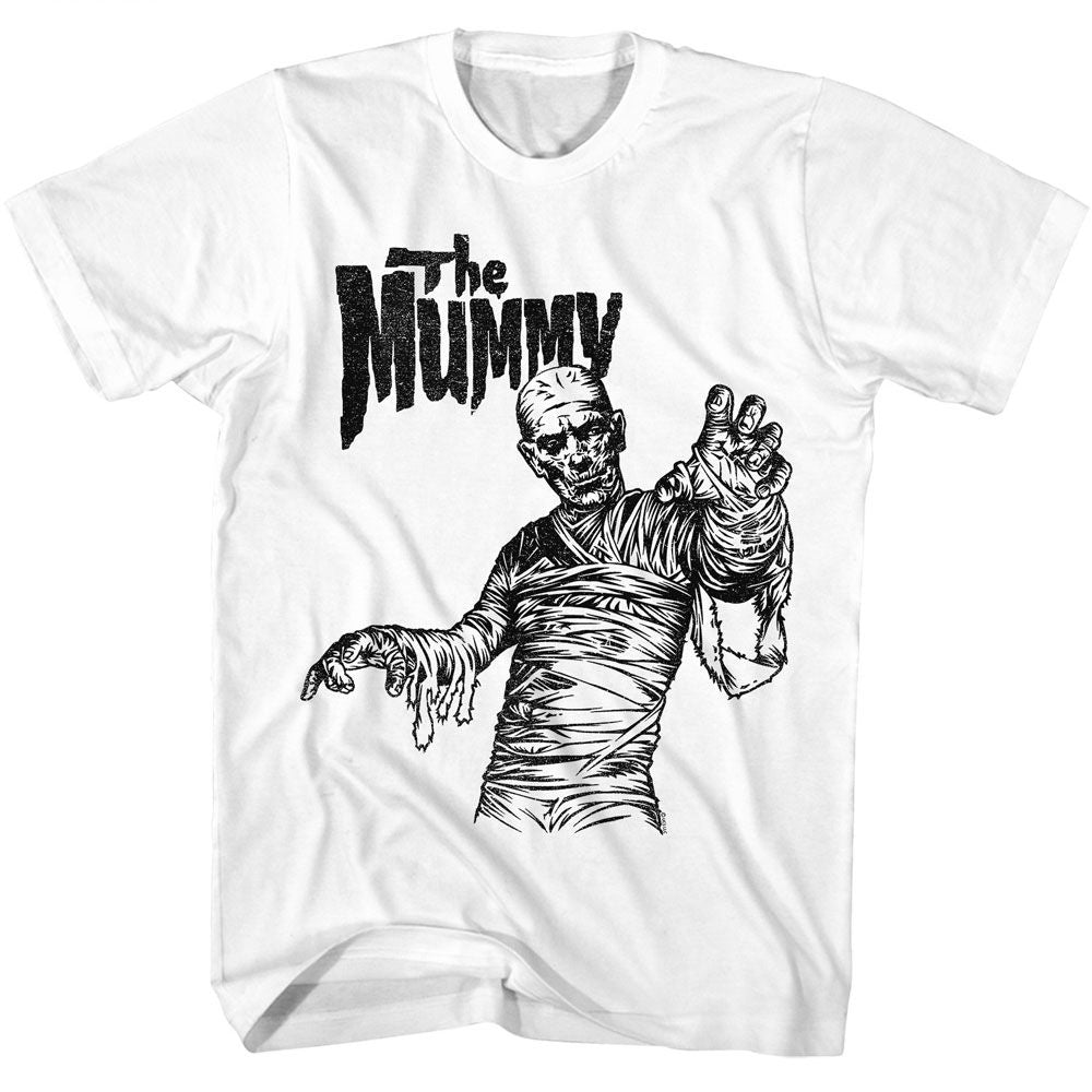 Universal Monsters The Mummy White Solid Adult Short Sleeve T-Shirt - clothing by TeeHivey.com (Image 1)