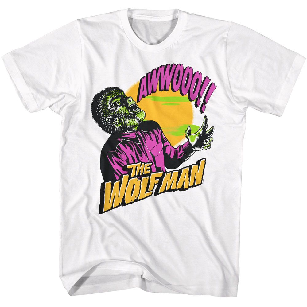 Universal Monsters - Wolfman Howling - American Classics - Solid White Adult Short Sleeve T-Shirt