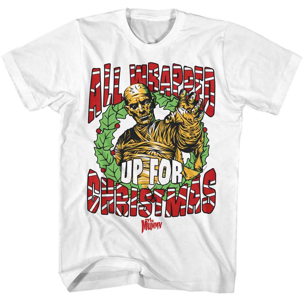Universal Monsters - Wrapped Up - American Classics - Solid White Adult Short Sleeve T-Shirt (Image 1)