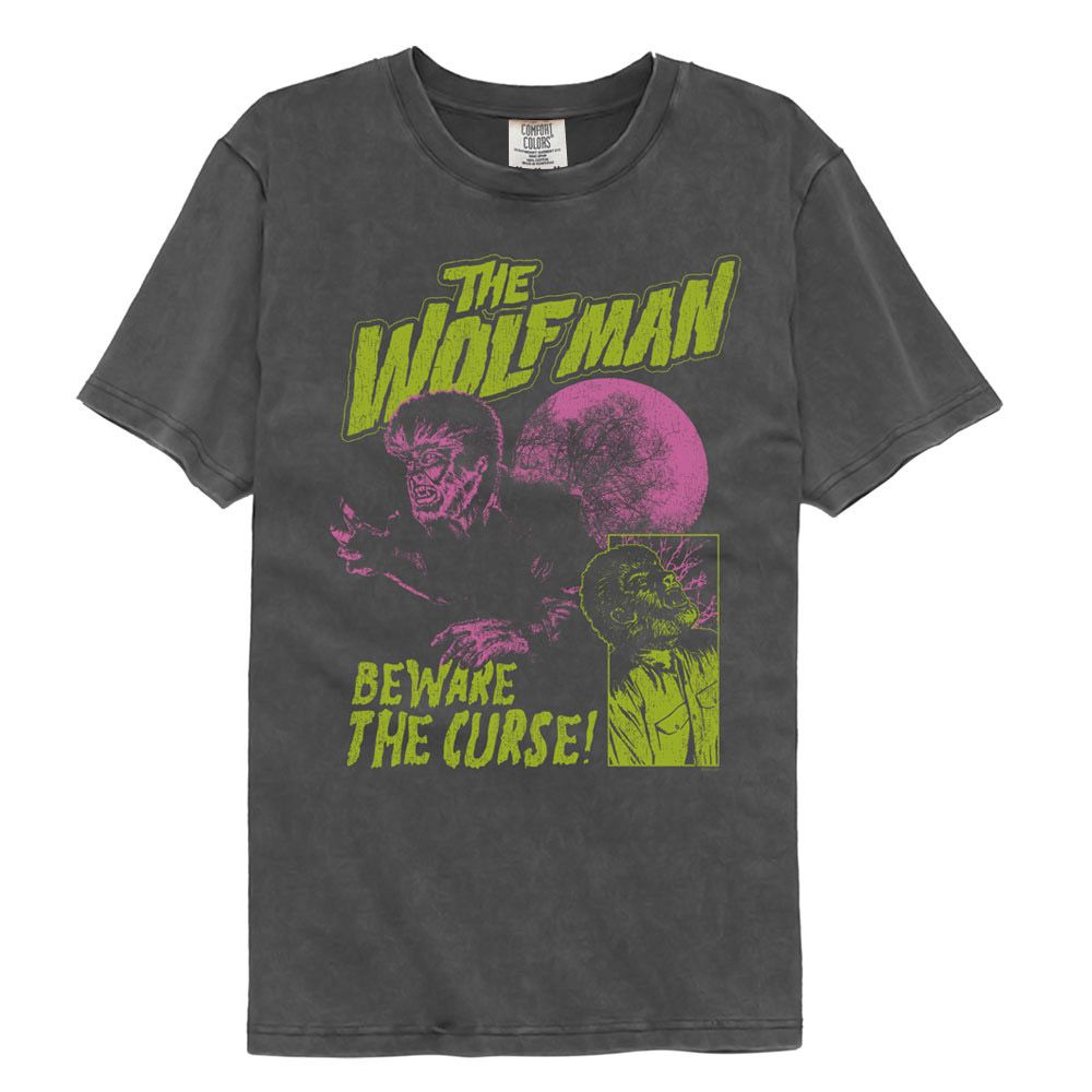 Universal Monsters - Beware The Curse - American Classics - Solid Gray Adult Short Sleeve Comfort Color T-Shirt (Image 1)